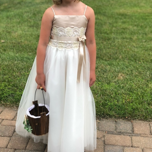 childrens ivory bridesmaid dresses Ivory satin bridesmaid little girl dress, Girl birthday party dress with  train, Sleeveless baby girl dress, Open back toddler girl dresses main image 0